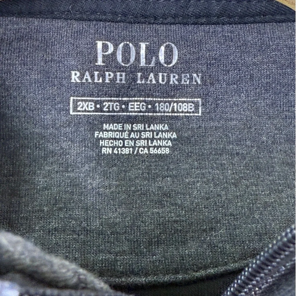 Polo Ralph Lauren Pullover Mens 2XB Black Long Sleeve Quarter Zip Cotton Shirt